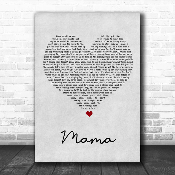 Jonas Blue Mama Grey Heart Song Lyric Print