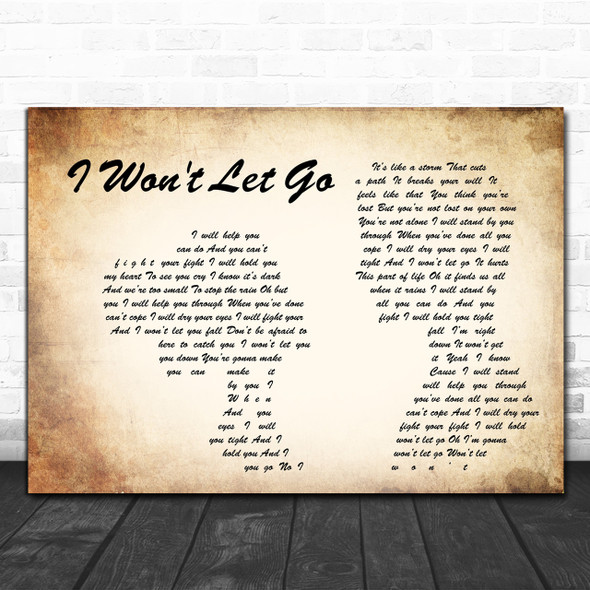 Rascal Flatts I Won't Let Go Man Lady Couple Song Lyric Music Wall Art Print