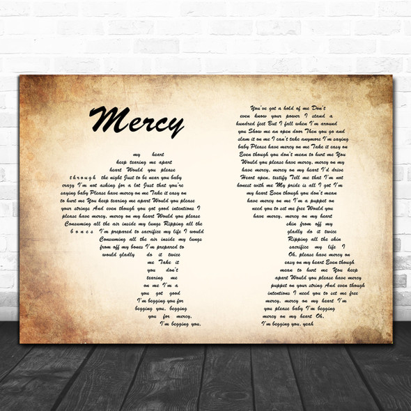 Shawn Mendes Mercy Man Lady Couple Song Lyric Music Wall Art Print