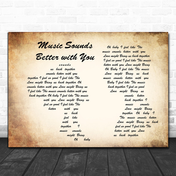 Stardust Music Sounds Better with You Man Lady Couple Song Lyric Music Wall Art Print