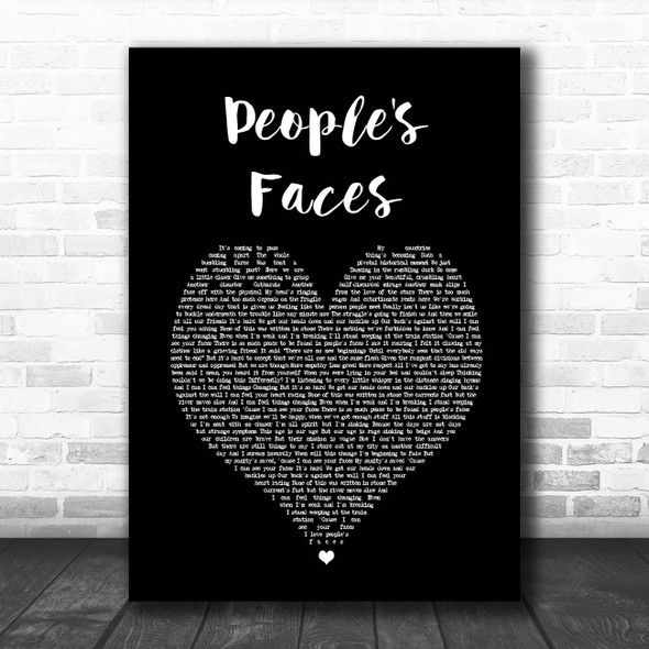 Kate Tempest People's Faces Black Heart Song Lyric Print