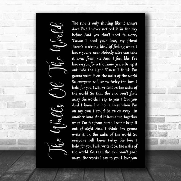 Katie Melua The Walls Of The World Black Script Song Lyric Print