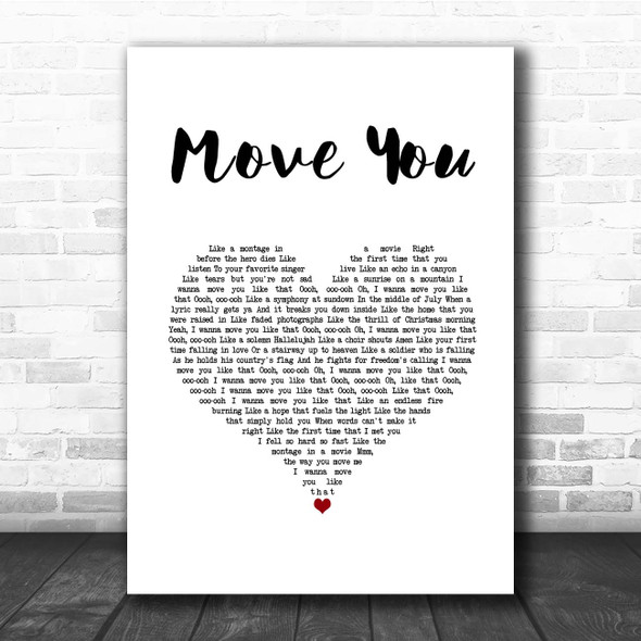 Kelly Clarkson Move You White Heart Song Lyric Print