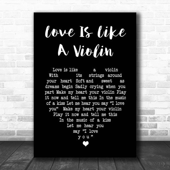 Ken Dodd Love Is Like A Violin Black Heart Song Lyric Print