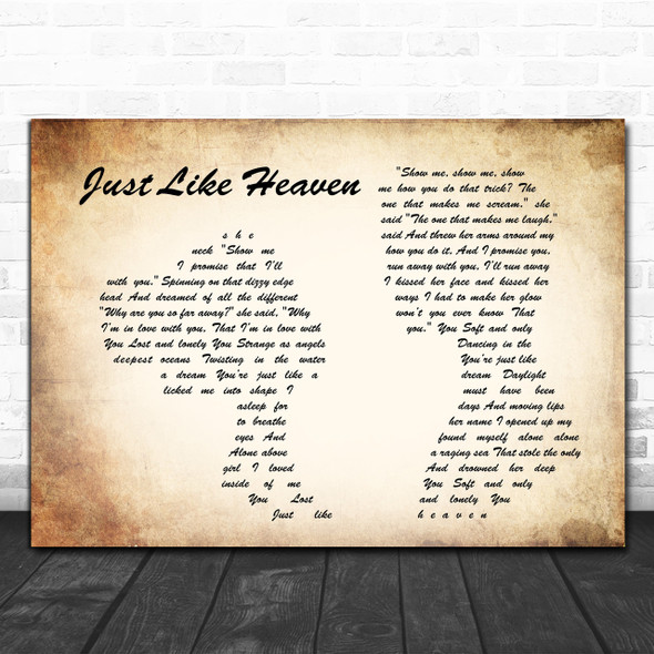 The Cure Just Like Heaven Man Lady Couple Song Lyric Music Wall Art Print