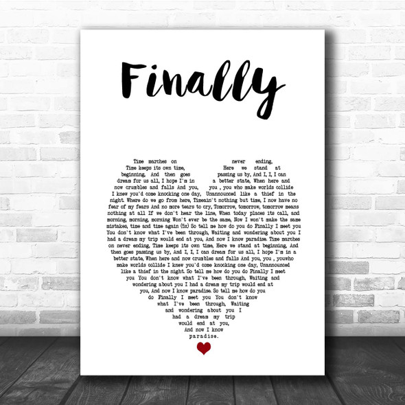 Kings of Tomorrow Finally White Heart Song Lyric Print