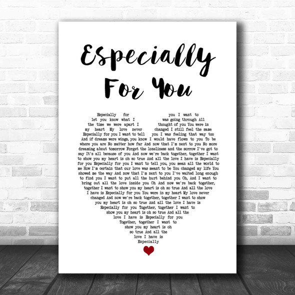 Kylie Minogue, Jason Donovan Especially for You White Heart Song Lyric Print