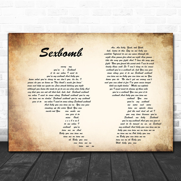 Tom Jones Sexbomb Man Lady Couple Song Lyric Music Wall Art Print