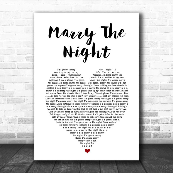 Lady Gaga Marry The Night White Heart Song Lyric Print