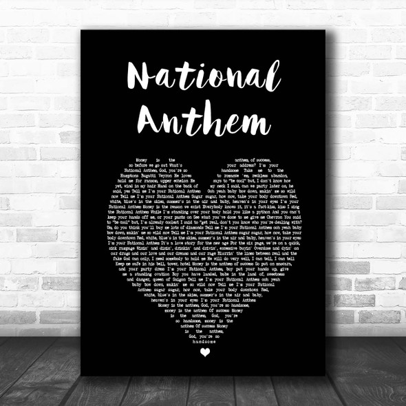 Lana Del Rey National Anthem Black Heart Song Lyric Print