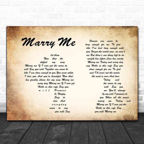 Train Marry Me Man Lady Couple Song Lyric Music Wall Art Print