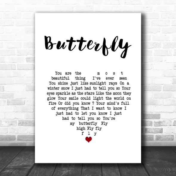 Lenny Kravitz Butterfly White Heart Song Lyric Print