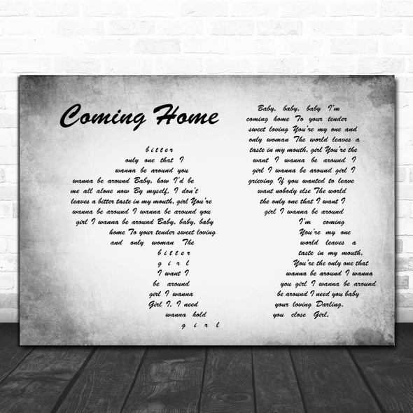 Leon Bridges Coming Home Man Lady Couple Grey Song Lyric Print