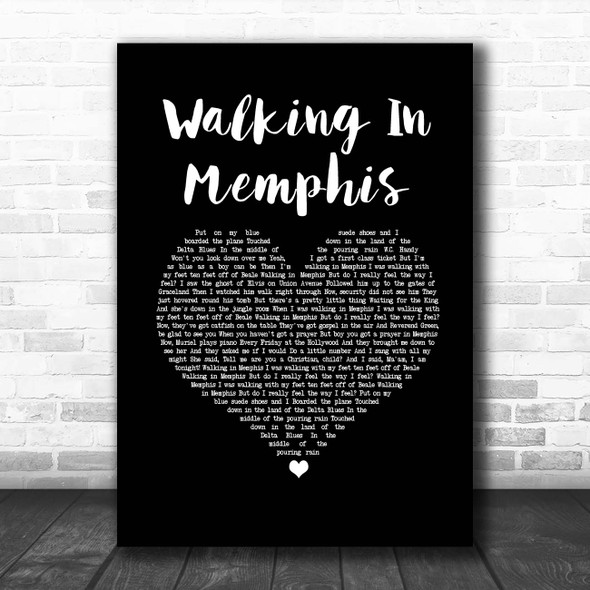 Marc Cohn Walking In Memphis Black Heart Song Lyric Print