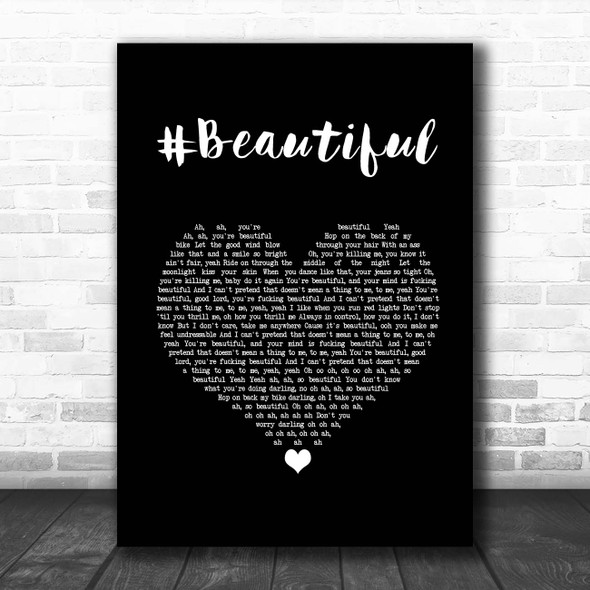 Mariah Carey feat. Miguel #Beautiful Black Heart Song Lyric Print