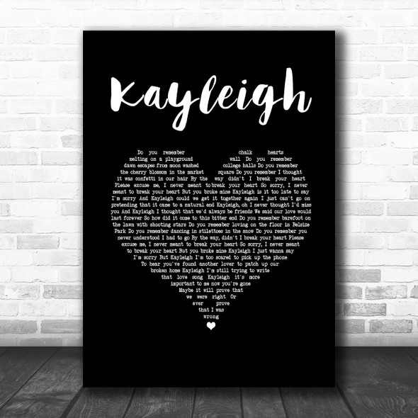Marillion Kayleigh Black Heart Song Lyric Print