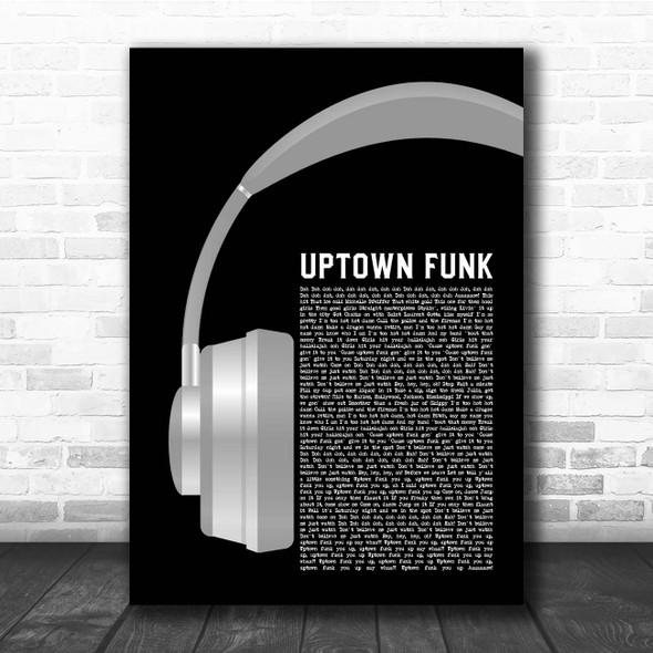 Mark Ronson Uptown Funk Grey Headphones Song Lyric Print