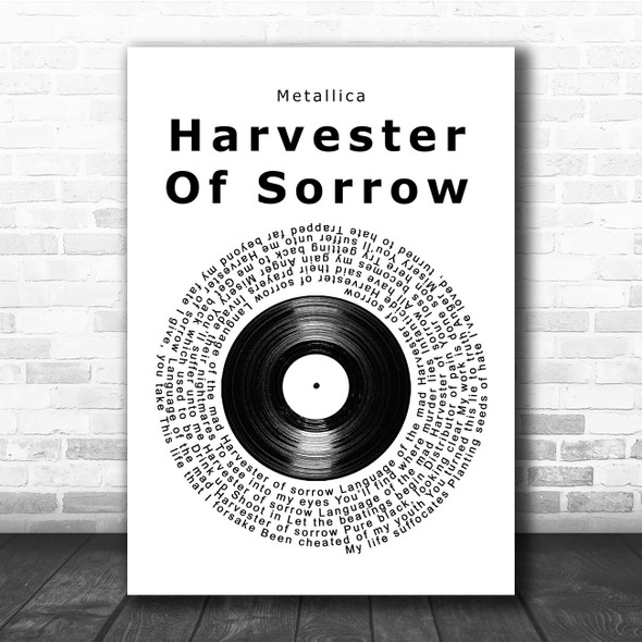 Metallica Harvester Of Sorrow Vinyl Record Song Lyric Print