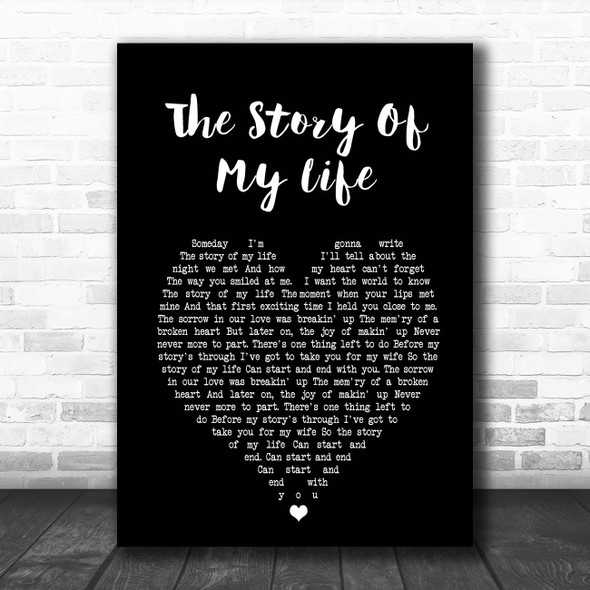 Michael Holliday The Story Of My Life Black Heart Song Lyric Print