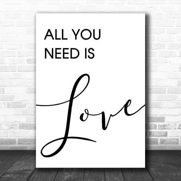 Beatles All You Need Is Love Song Lyric Music Wall Art Print