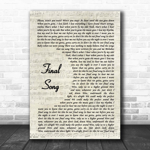 MØ Final Song Vintage Script Song Lyric Print