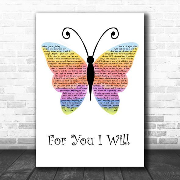 Monica For You I Will Rainbow Butterfly Song Lyric Print