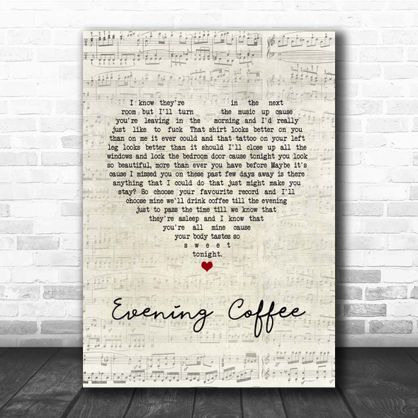 Moose Blood Evening Coffee Script Heart Song Lyric Print