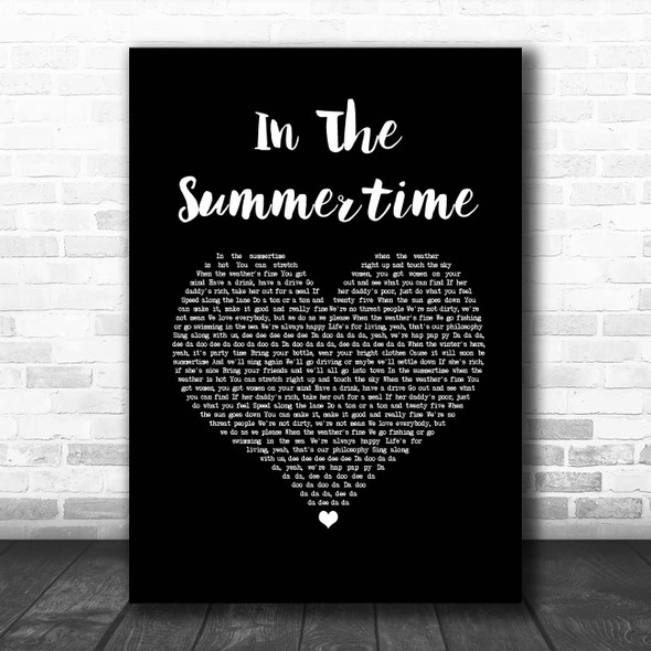 Mungo Jerry In The Summertime Black Heart Song Lyric Print