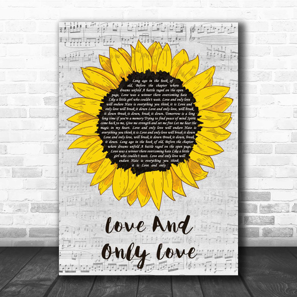 Neil Young Love And Only Love Grey Script Sunflower Song Lyric Print