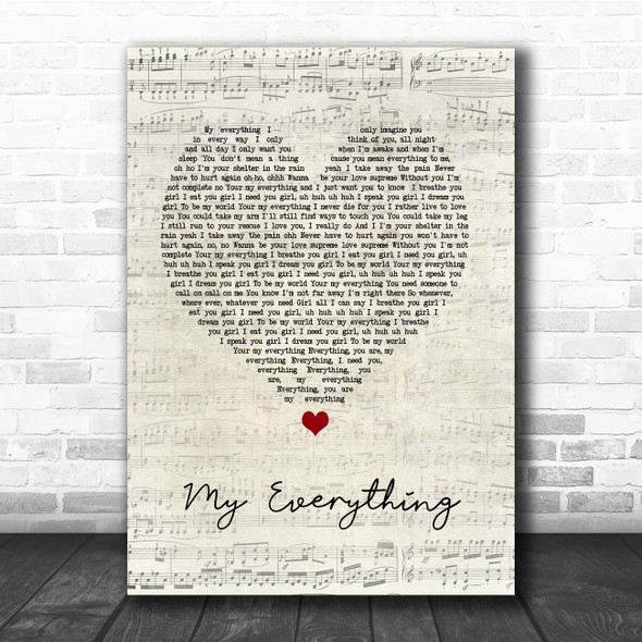 Next My Everything Script Heart Song Lyric Print