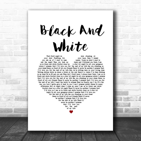 Niall Horan Black And White White Heart Song Lyric Print