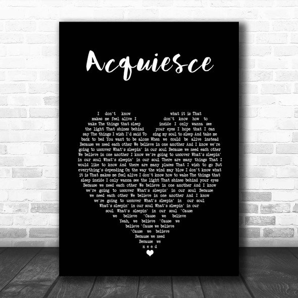 Oasis Acquiesce Black Heart Song Lyric Print