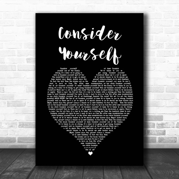 Oliver The Musical Consider Yourself Black Heart Song Lyric Print