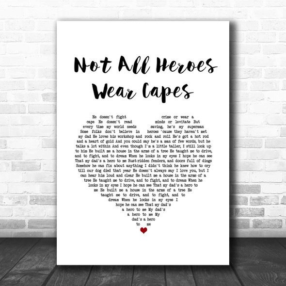 Owl City Not All Heroes Wear Capes White Heart Song Lyric Print