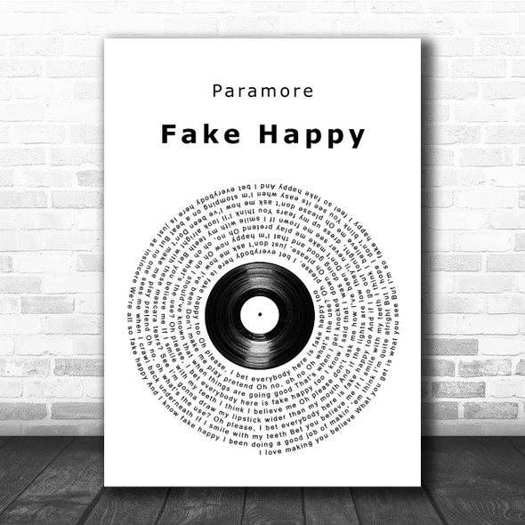 Paramore Fake Happy Vinyl Record Song Lyric Print