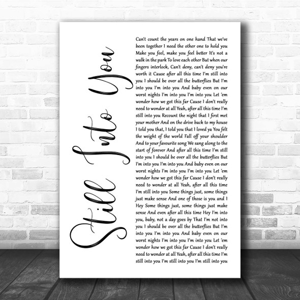 Paramore Still Into You White Script Song Lyric Print