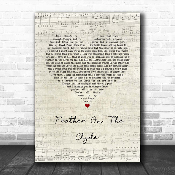Passenger Feather On The Clyde Script Heart Song Lyric Print