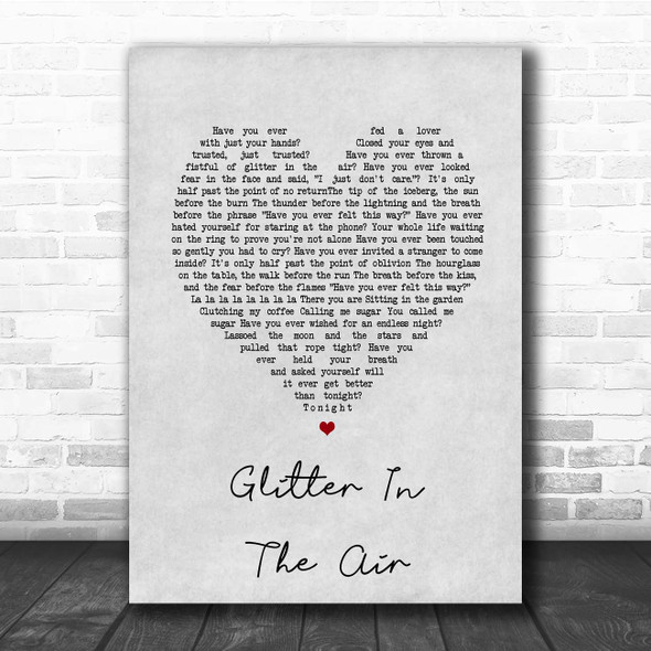 Pink Glitter In The Air Grey Heart Song Lyric Print
