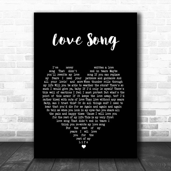 Pink Love Song Black Heart Song Lyric Print