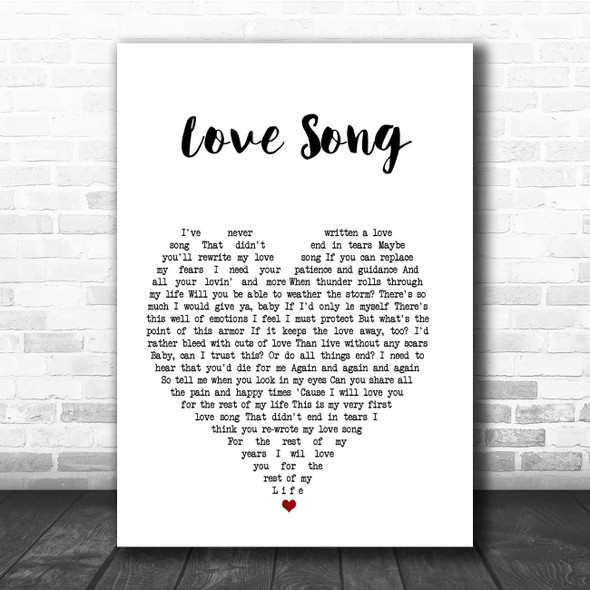 Pink Love Song White Heart Song Lyric Print