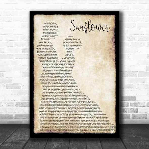 Post Malone & Swae Lee Sunflower Man Lady Dancing Song Lyric Print