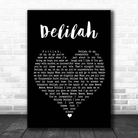 Queen Delilah Black Heart Song Lyric Print
