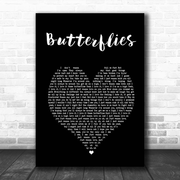 Queen Naija Butterflies Black Heart Song Lyric Print