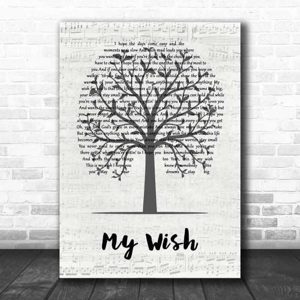 Rascal Flatts My Wish Music Script Tree Song Lyric Print