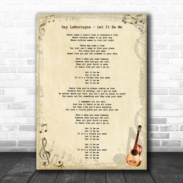 Ray LaMontagne Let It Be Me Vintage Guitar Song Lyric Print