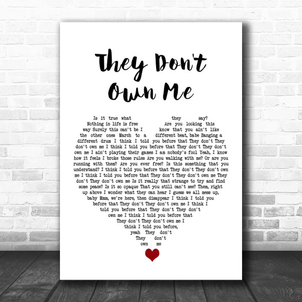 Richard Ashcroft They Don't Own Me White Heart Song Lyric Print