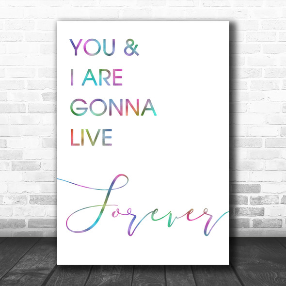 Rainbow Live Forever Oasis Song Lyric Music Wall Art Print