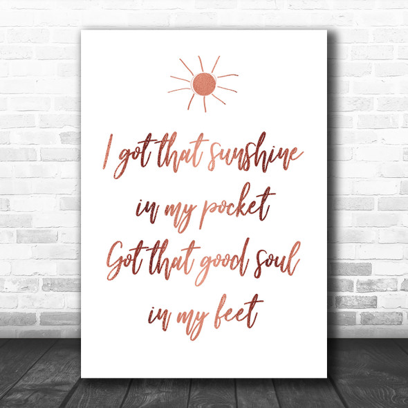 Rose Gold Can't Stop The Feeling Justin Timberlake Song Lyric Music Wall Art Print