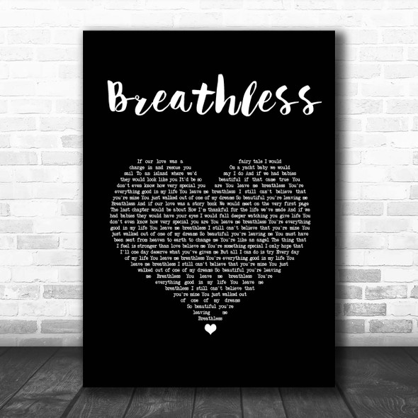 Shayne Ward Breathless Black Heart Song Lyric Print