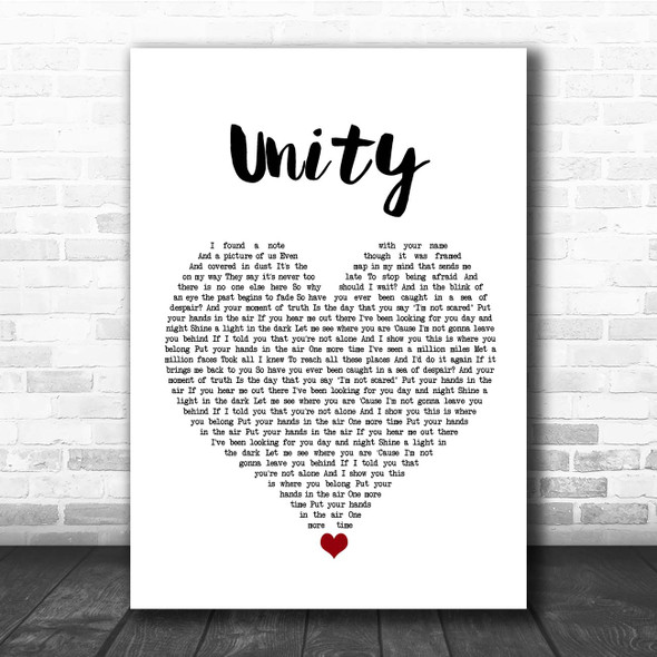 Shinedown Unity White Heart Song Lyric Print